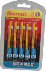 Starrett - 3" Long, 24 Teeth per Inch, Bi-Metal Jig Saw Blade - Toothed Edge, 3/16" Wide x 0.04" Thick, U-Shank, Wavy Tooth Set - Exact Tooling