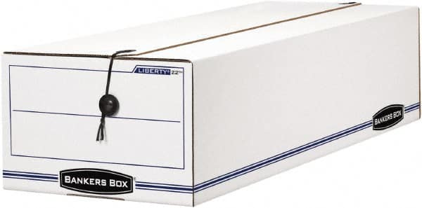BANKERS BOX - 1 Compartment, 9-3/4" Wide x 6-1/4" High x 23-3/4" Deep, Storage Box - Corrugated Cardboard, White/Blue - Exact Tooling