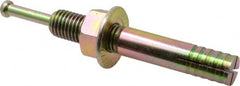 Wej-It - 3/4" Diam, 3/4" Drill, 5" OAL, 1-3/8" Min Embedment Hammer Drive Concrete Anchor - 1018 Iron (Pin)/Steel (Body), Zinc Yellow Dichromate Finish, Hex Nut Head, Hex Drive - Exact Tooling