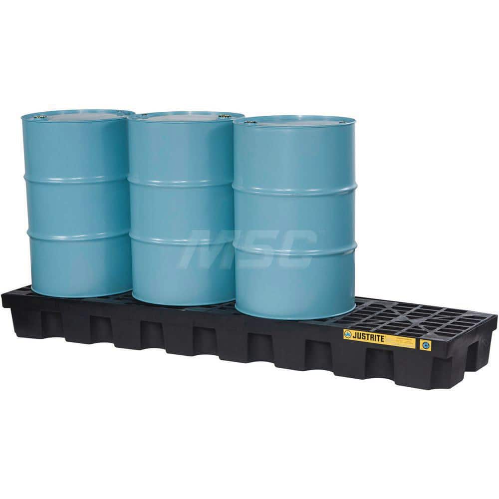 Justrite - Spill Pallets, Platforms, Sumps & Basins; Type: EcoPolyBlend? Spill Control Pallets ; Number of Drums: 4 ; Sump Capacity (Gal.): 75.00 ; Load Capacity (Lb.): 5000.000 ; Material: Polyethylene ; Height (Inch): 9 - Exact Tooling