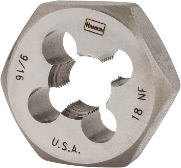 Irwin - 9/16-18 UNF Thread, 1-7/16" Hex, Right Hand Thread, Hex Rethreading Die - Carbon Steel - Exact Tooling