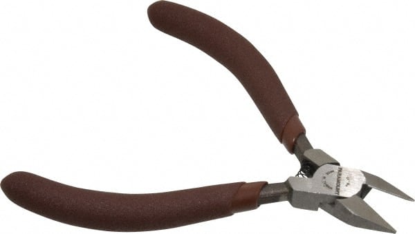 Paramount - 4-1/2" OAL, 3/8" Capacity, Flush Diagonal Cutter - 1/2" Jaw Length x 3/8" Jaw Width, Tapered Head, Plastic Dipped Handle - Exact Tooling