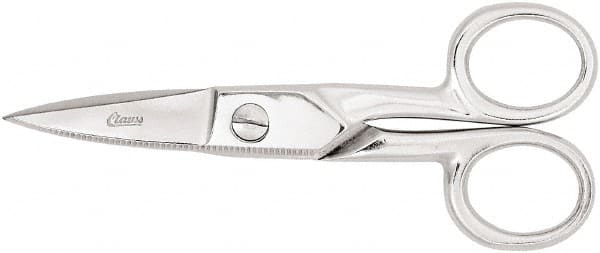 Clauss - 2" LOC, 5-1/4" OAL Chrome Plated Straight Scissors - Steel Straight Handle, For Paper, Fabric - Exact Tooling