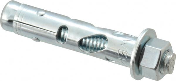 Powers Fasteners - 1/2" Diam, 1/2" Drill, 2-1/4" OAL, 1-1/4" Min Embedment Sleeve Concrete Anchor - 1018 Steel, Hex Nut Head, Hex Drive - Exact Tooling