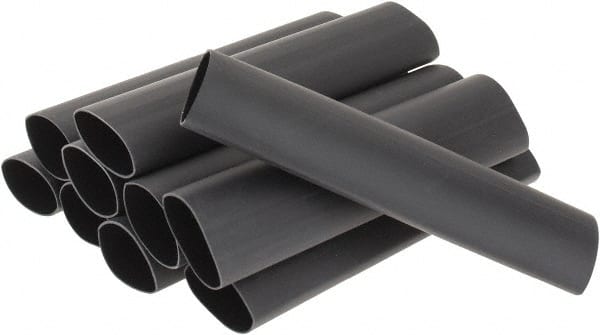 3M - 6" Long, 3:1, Polyolefin Heat Shrink Electrical Tubing - Black - Exact Tooling