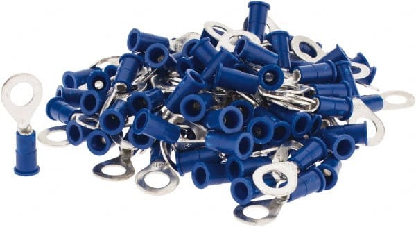 3M - 16-14 AWG Partially Insulated Crimp Connection Circular Ring Terminal - 1/4" Stud, 1.08" OAL x 0.47" Wide, Copper Contact - Exact Tooling