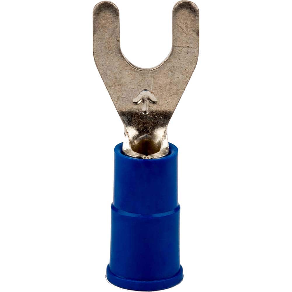3M - #6 Stud, 16 to 14 AWG Compatible, Partially Insulated, Crimp Connection, Standard Fork Terminal - Exact Tooling