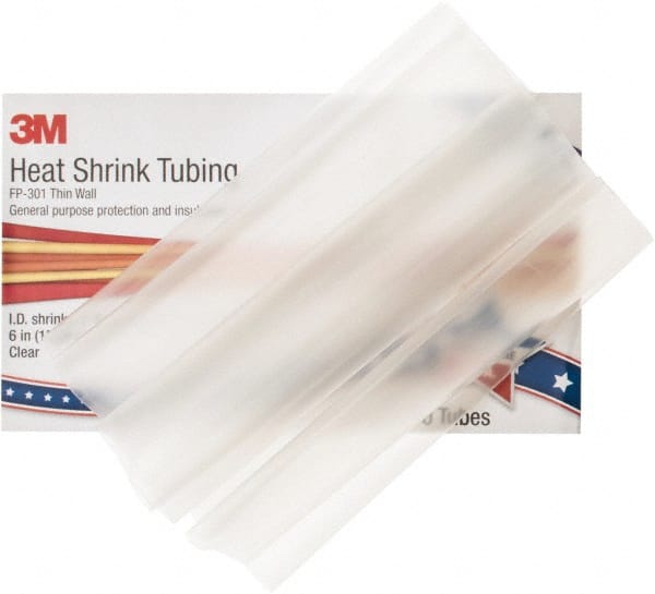 3M - 6" Long, 2:1, Polyolefin Heat Shrink Electrical Tubing - Clear - Exact Tooling
