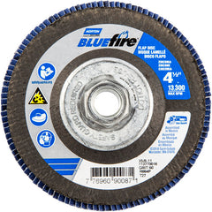 4-1/2 × 5/8 - 11″ BlueFire Fiberglass HD Flat Flap Disc Type 27 P60 Grit R884P1 Zirconia Alumina - Exact Tooling