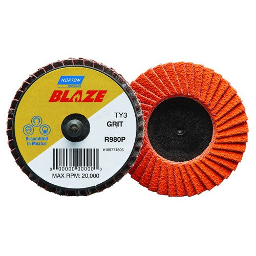 2″ Blaze Plastic Flat Mini Flap Disc TR (Type III) Type 27 36 Grit R980P Premium Ceramic Alumina - Exact Tooling