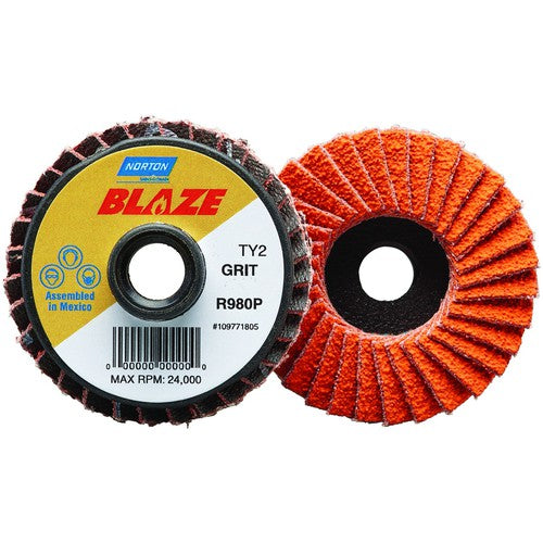 3″ Blaze Plastic Flat Mini Flap Disc TS (Type II) Type 27 36 Grit R980P Premium Ceramic Alumina - Exact Tooling