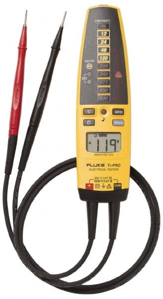 Fluke - 10.2 VAC/VDC to 600 VAC/VDC, Voltage Tester - LCD and LED Display, +/-2% Basic DC Accuracy, AAA Power Supply - Exact Tooling
