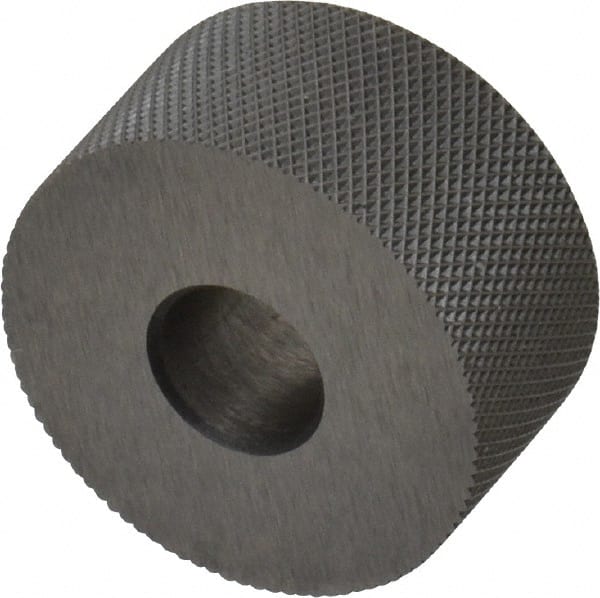Made in USA - 3/4" Diam, 80° Tooth Angle, Standard (Shape), Form Type High Speed Steel Female Diamond Knurl Wheel - 3/8" Face Width, 1/4" Hole, 128 Diametral Pitch, 30° Helix, Bright Finish, Series KP - Exact Tooling