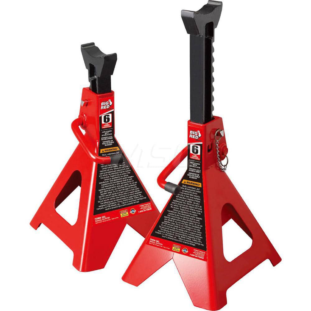 Big Red - Jack Stands & Tripods; Jack Stand Type: Double Locking Jack Stand ; Load Capacity (Lb.): 12000.000 ; Load Capacity (Ton): 6 (Inch); Minimum Height (Inch): 15-3/8 ; Maximum Height (Inch): 23-13/16 ; Additional Information: Removable Locking Supp - Exact Tooling