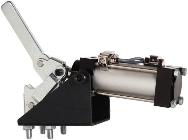 Gibraltar - 750 Lb Inner Hold Capacity, Vert Mount, Air Power Hold-Down Toggle Clamp - 1/8 NPT Port, 92° Bar Opening, 1.81" Height Under Bar - Exact Tooling