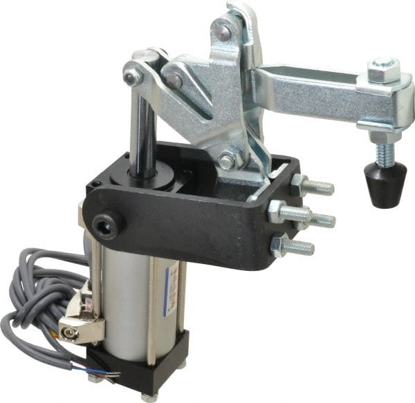 Gibraltar - 375 Lb Inner Hold Capacity, Horiz Mount, Air Power Hold-Down Toggle Clamp - 1/8 NPT Port, 95° Bar Opening, 2.76" Height Under Bar - Exact Tooling