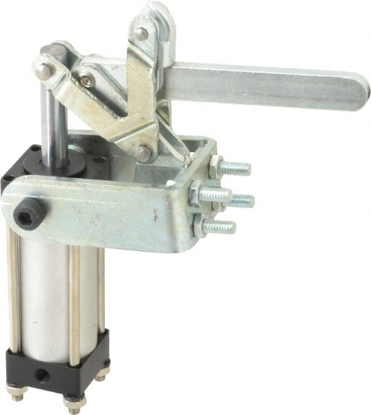 Gibraltar - 450 Lb Inner Hold Capacity, Horiz Mount, Air Power Hold-Down Toggle Clamp - 1/8 NPT Port, 95° Bar Opening, 2.76" Height Under Bar - Exact Tooling