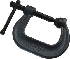 Wilton - Regular-Duty 2-1/8" Max Opening, 2-1/4" Throat Depth, Forged Steel Standard C-Clamp - 3,500 Lb Capacity, 0" Min Opening, Deep Throat - Exact Tooling
