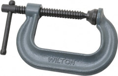 Wilton - Regular-Duty 3" Max Opening, 2-1/2" Throat Depth, Forged Steel Standard C-Clamp - 3,500 Lb Capacity, 0" Min Opening, Deep Throat - Exact Tooling