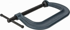 Wilton - Regular-Duty 6-1/16" Max Opening, 4-1/8" Throat Depth, Forged Steel Standard C-Clamp - 6,600 Lb Capacity, 0" Min Opening, Deep Throat - Exact Tooling