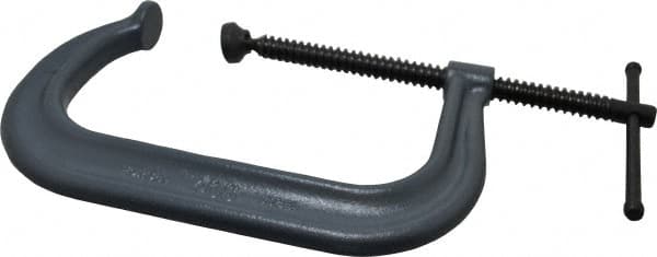 Wilton - Regular-Duty 8-1/4" Max Opening, 5" Throat Depth, Forged Steel Standard C-Clamp - 6,900 Lb Capacity, 0" Min Opening, Deep Throat - Exact Tooling