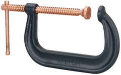 Wilton - Regular-Duty 6-1/16" Max Opening, 4-1/8" Throat Depth, Forged Steel Standard C-Clamp - 6,600 Lb Capacity, 0" Min Opening, Deep Throat - Exact Tooling