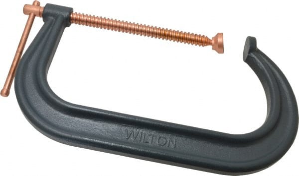 Wilton - Regular-Duty 10-1/8" Max Opening, 6" Throat Depth, Forged Steel Standard C-Clamp - 8,000 Lb Capacity, 2" Min Opening, Deep Throat - Exact Tooling