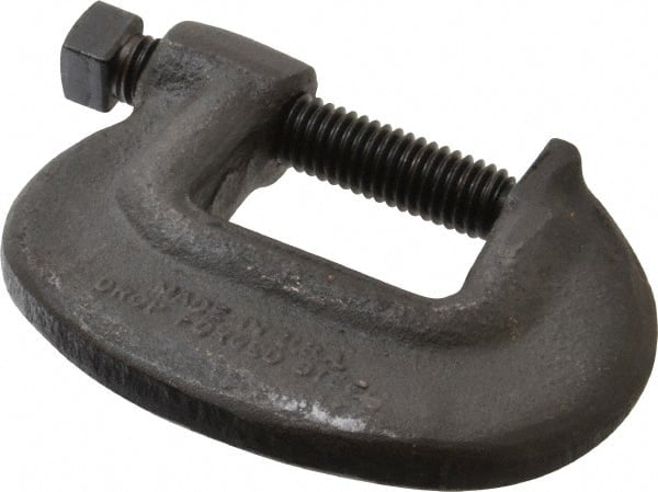 Wilton - Extra Heavy-Duty 1-3/8" Max Opening, 1-3/32" Throat Depth, Forged Steel Standard C-Clamp - 5,600 Lb Capacity, 0" Min Opening, Standard Throat Depth, Cold Drawn Steel Screw - Exact Tooling