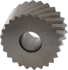 Made in USA - 3/4" Diam, 90° Tooth Angle, 12 TPI, Standard (Shape), Form Type High Speed Steel Right-Hand Diagonal Knurl Wheel - 3/8" Face Width, 1/4" Hole, Circular Pitch, 30° Helix, Bright Finish, Series KP - Exact Tooling