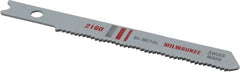 Milwaukee Tool - 2-3/4" Long, 24 Teeth per Inch, Bi-Metal Jig Saw Blade - Toothed Edge, 0.2813" Wide x 0.047" Thick, U-Shank - Exact Tooling