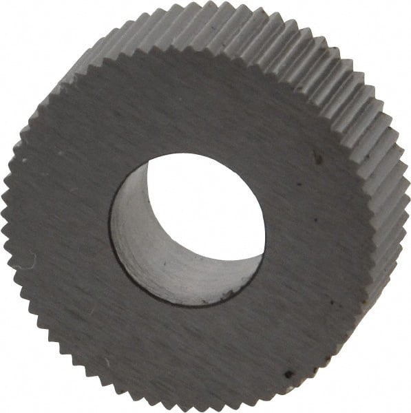 Made in USA - 5/8" Diam, 90° Tooth Angle, 35 TPI, Standard (Shape), Form Type Cobalt Straight Knurl Wheel - 1/4" Face Width, 1/4" Hole, Circular Pitch, Bright Finish, Series GK - Exact Tooling