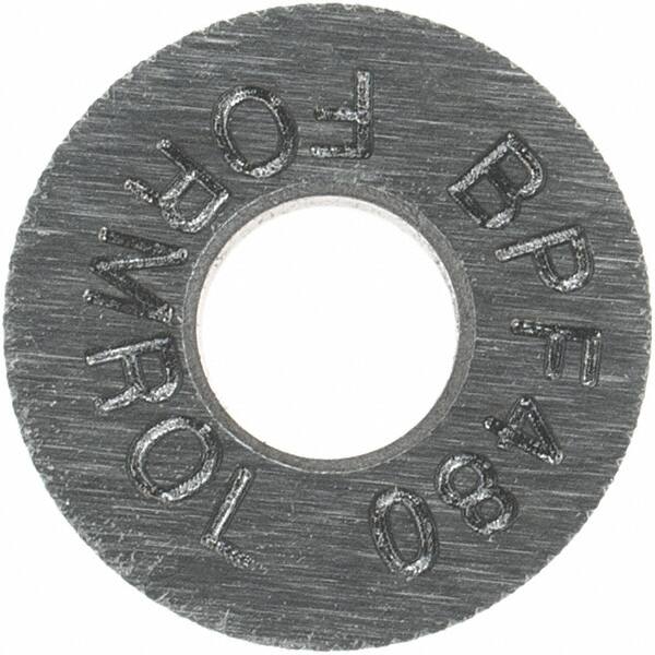 Made in USA - 5/16" Diam, 70° Tooth Angle, 80 TPI, Standard (Shape), Form Type High Speed Steel Female Diamond Knurl Wheel - 5/32" Face Width, 1/8" Hole, Circular Pitch, 30° Helix, Bright Finish, Series BP - Exact Tooling