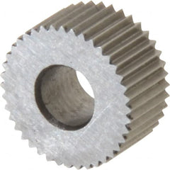 Made in USA - 5/16" Diam, 80° Tooth Angle, Standard (Shape), Form Type Cobalt Straight Knurl Wheel - 5/32" Face Width, 1/8" Hole, 128 Diametral Pitch, Bright Finish, Series BP - Exact Tooling