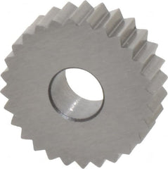 Made in USA - 3/4" Diam, 90° Tooth Angle, 12 TPI, Standard (Shape), Form Type High Speed Steel Straight Knurl Wheel - 1/4" Face Width, 1/4" Hole, Circular Pitch, Bright Finish, Series KN - Exact Tooling