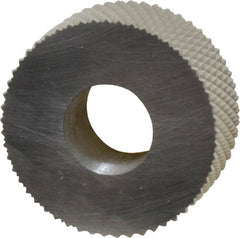 Made in USA - 1-1/4" Diam, 90° Tooth Angle, 16 TPI, Standard (Shape), Form Type High Speed Steel Male Diamond Knurl Wheel - 1/2" Face Width, 1/2" Hole, Circular Pitch, 30° Helix, Bright Finish, Series PH - Exact Tooling