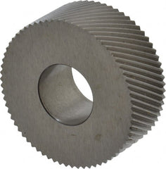 Made in USA - 1-1/4" Diam, 90° Tooth Angle, 20 TPI, Standard (Shape), Form Type High Speed Steel Right-Hand Diagonal Knurl Wheel - 1/2" Face Width, 1/2" Hole, Circular Pitch, 30° Helix, Bright Finish, Series PH - Exact Tooling