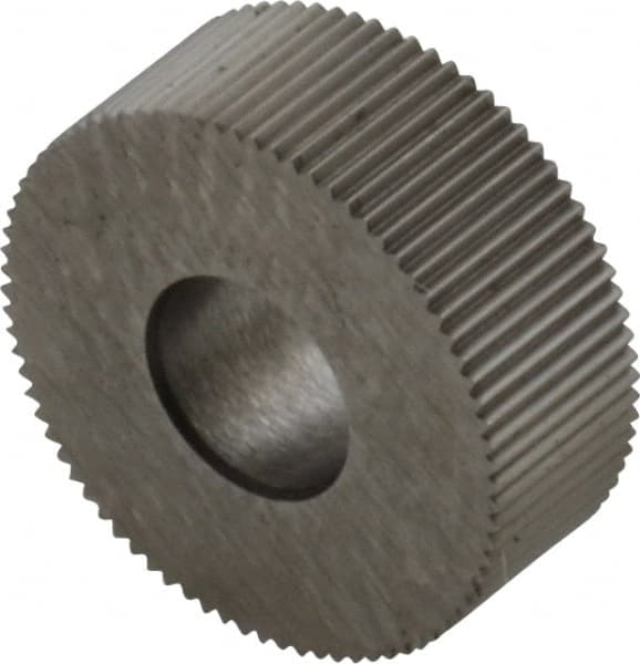 Made in USA - 1/2" Diam, 80° Tooth Angle, Standard (Shape), Form Type Cobalt Straight Knurl Wheel - 3/16" Face Width, 3/16" Hole, 160 Diametral Pitch, Bright Finish, Series EP - Exact Tooling