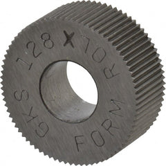 Made in USA - 5/8" Diam, 80° Tooth Angle, Standard (Shape), Form Type Cobalt Straight Knurl Wheel - 1/4" Face Width, 1/4" Hole, 128 Diametral Pitch, Bright Finish, Series GK - Exact Tooling