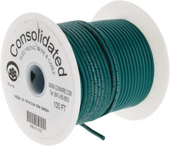 Made in USA - 16 AWG, 26 Strand, 100' OAL, Tinned Copper Hook Up Wire - Green PVC Jacket, 0.117" Diam - Exact Tooling