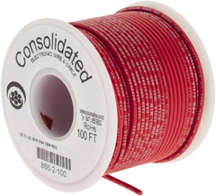 Made in USA - 22 AWG, 7 Strand, 100' OAL, Tinned Copper Hook Up Wire - Red PVC Jacket, 0.091" Diam - Exact Tooling