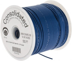 Made in USA - 22 AWG, 7 Strand, 500' OAL, Tinned Copper Hook Up Wire - Blue PVC Jacket, 0.062" Diam - Exact Tooling