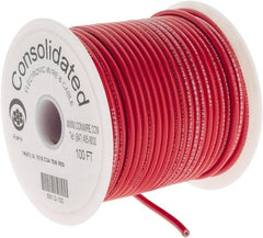 Made in USA - 14 AWG, 41 Strand, 100' OAL, Tinned Copper Hook Up Wire - Red PVC Jacket, 0.136" Diam - Exact Tooling