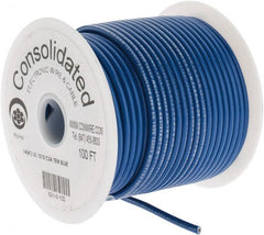 Made in USA - 14 AWG, 41 Strand, 100' OAL, Tinned Copper Hook Up Wire - Blue PVC Jacket, 0.136" Diam - Exact Tooling