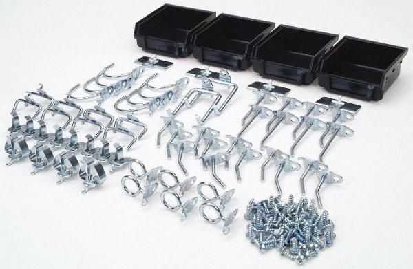 Triton - 64 Piece, Pegboard Hook Set - Zinc Alloy & Steel - Exact Tooling
