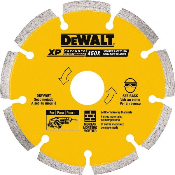 DeWALT - 6" Diam, 7/8" Arbor Hole Diam, Wet & Dry Cut Saw Blade - Diamond-Tipped, Standard Round Arbor - Exact Tooling