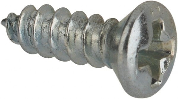 Value Collection - #4 Oval Head Phillips Sheet Metal Screw - Steel, 3/8" OAL, AISI 1016, ANSI/ASME B18.6.4, ASME B18.6.3 & SAE J933, Grade 1016-1024 - Exact Tooling