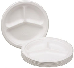 Ability One - Paper & Plastic Cups, Plates, Bowls & Utensils; Breakroom Accessory Type: Paper Plates ; Breakroom Accessory Description: PLATE, MOLDED PULP, 10-1/4", 3-COMPT, CHINET - Exact Tooling