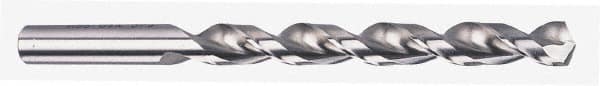 Chicago-Latrobe - 19/64" 135° High Speed Steel Jobber Drill - Bright Finish, Right Hand Cut, Parabolic Flute, Straight Shank, 4-3/8" OAL, Notched Point - Exact Tooling