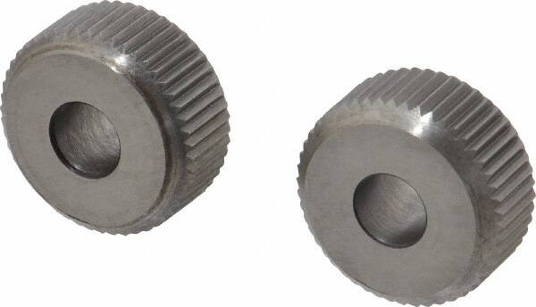 Made in USA - 3/4" Diam, 90° Tooth Angle, 21 TPI, Beveled Face, Form Type High Speed Steel Straight Knurl Wheel - 1/4" Face Width, 1/4" Hole, Circular Pitch, Series KP - Exact Tooling