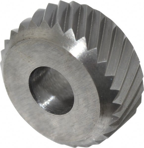 Made in USA - 5/16 Inch Face Width, 5/8 Inch Diameter, High Speed Steel Knurl Wheel Set - 7/32 Inch Hole Diameter, Beveled Face Knurl, Left and Right Hand Diagonal Pattern, Form, GR Series - Exact Tooling